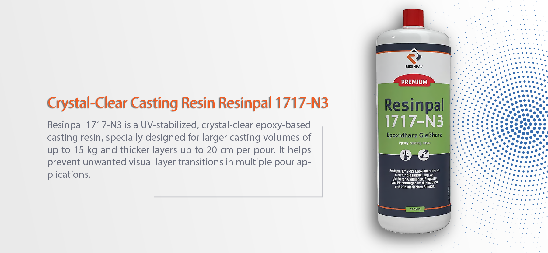Resinpal 2301 ist ein Epoxidharz zum Laminieren von GFK-Bauteile. Dieses Epoxidharz können Sie im Onlineshop von Fiberglas Discount kaufen. 